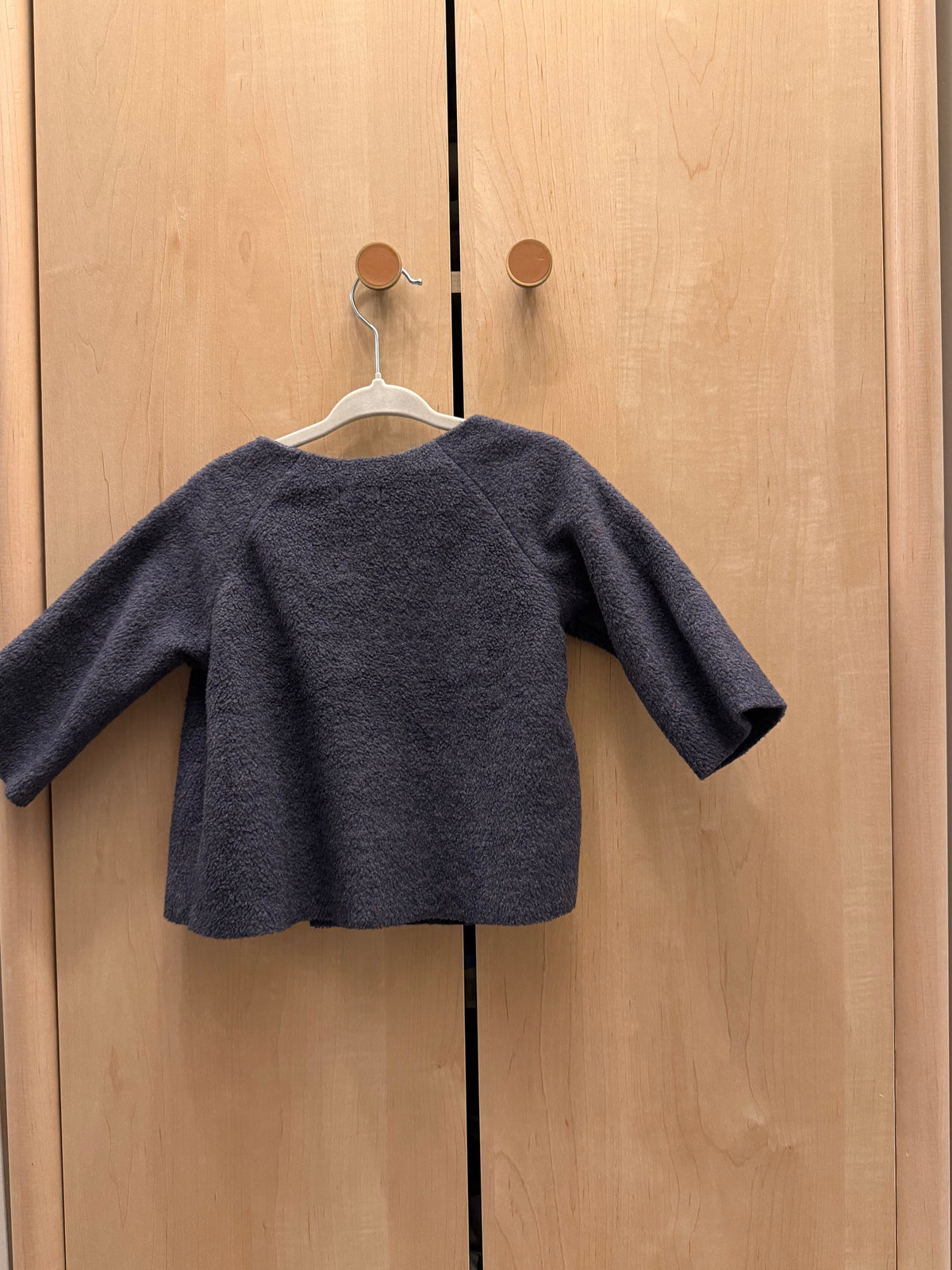 Makié Navy Blue Japanese Fleece Kimono Wrap Cardigan Sweater — 12-18m