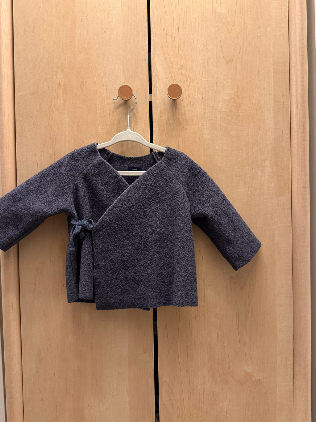 Makié Navy Blue Japanese Fleece Kimono Wrap Cardigan Sweater — 12-18m
