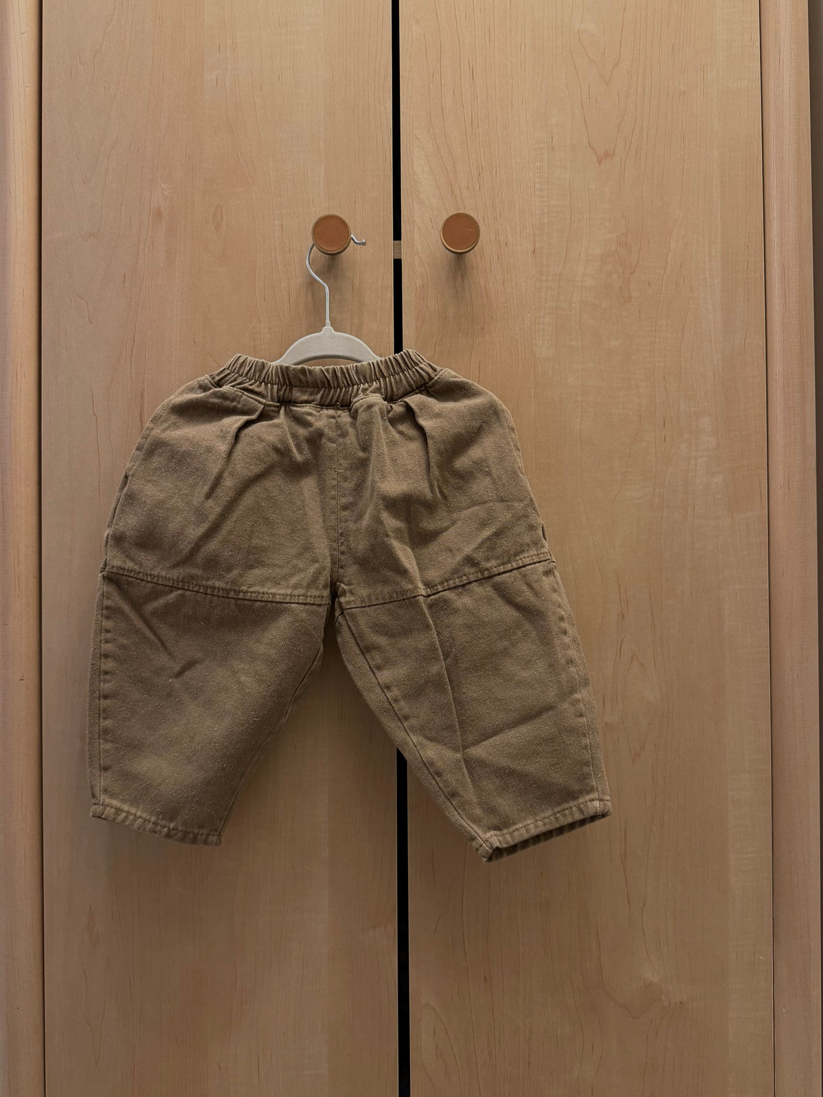 Brown Oversized Pull On Barrel Pants — 9-12m