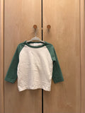 Zara Raglan Long Sleeve Green & White Tee — 2T