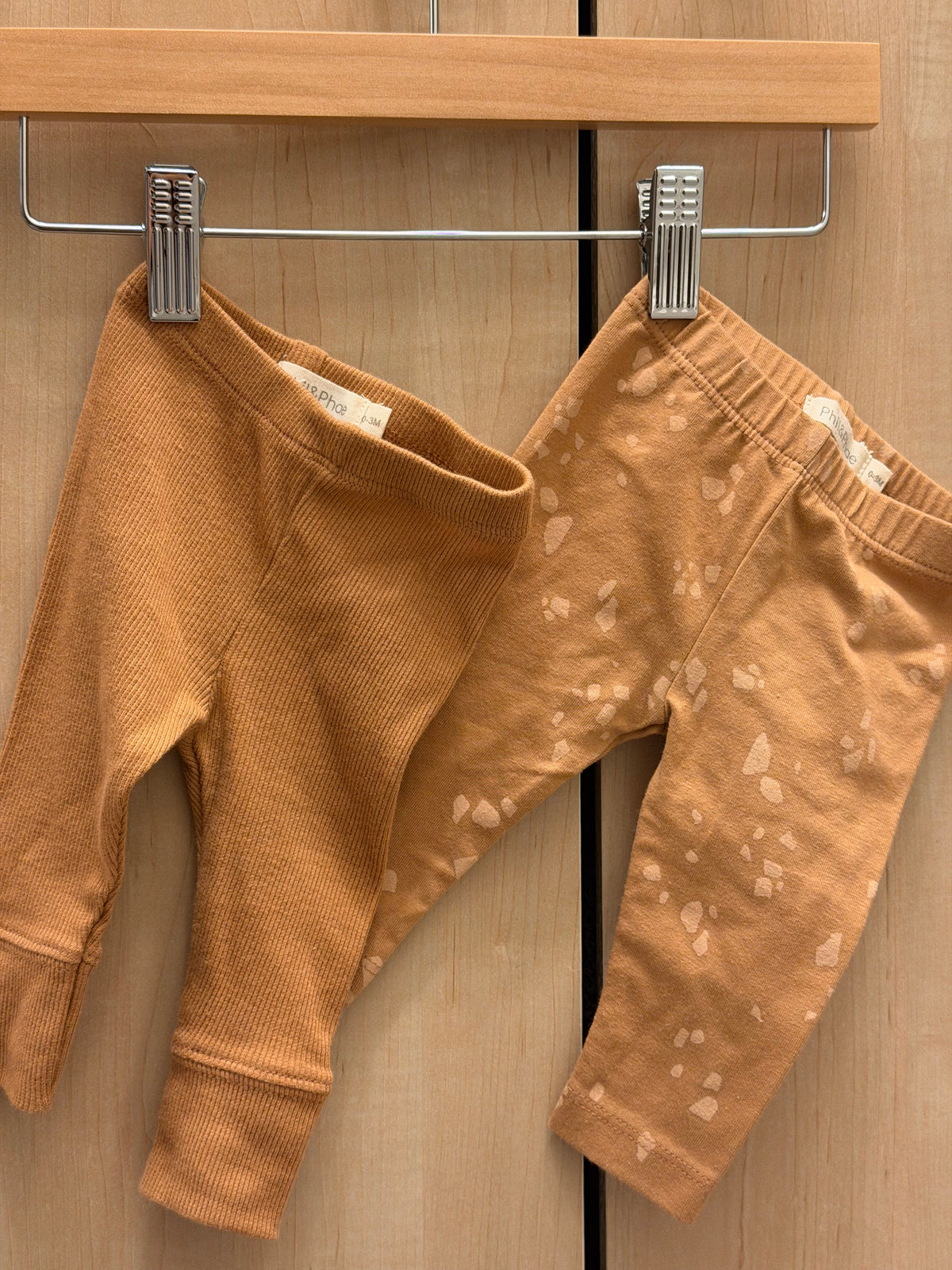 Phil & Phae Organic Cotton Rust Leggings Set of 2 — 0-3m