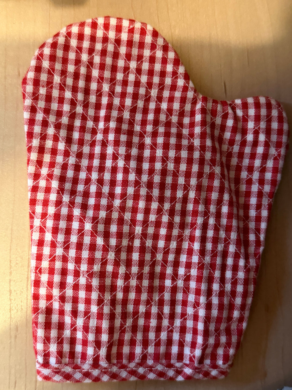 Play Apron with Vintage Cars/Trucks Print and Red Gingham Oven Mitt Set