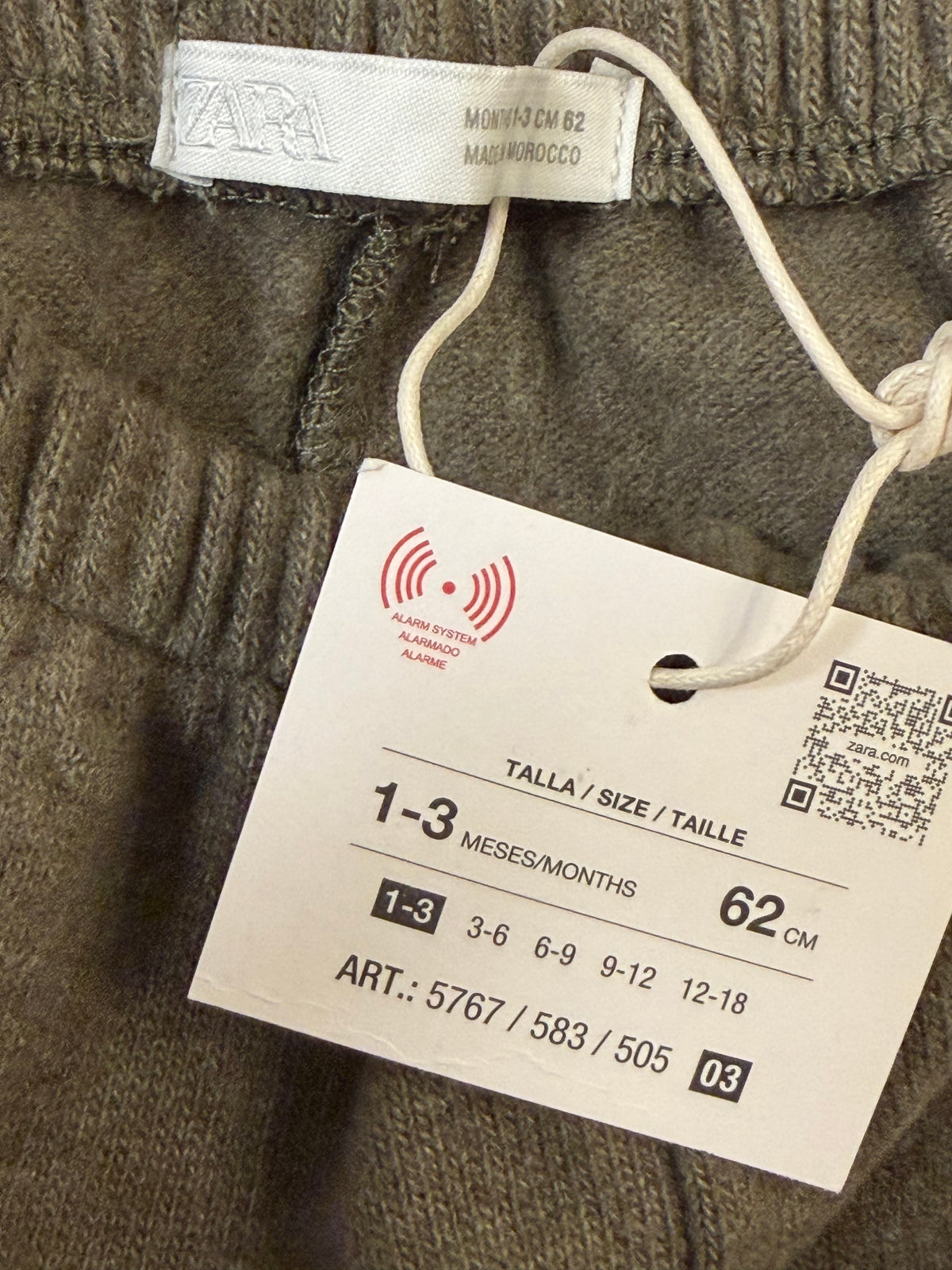 NWT Zara Soft Touch Olive Green Joggers — 1-3m