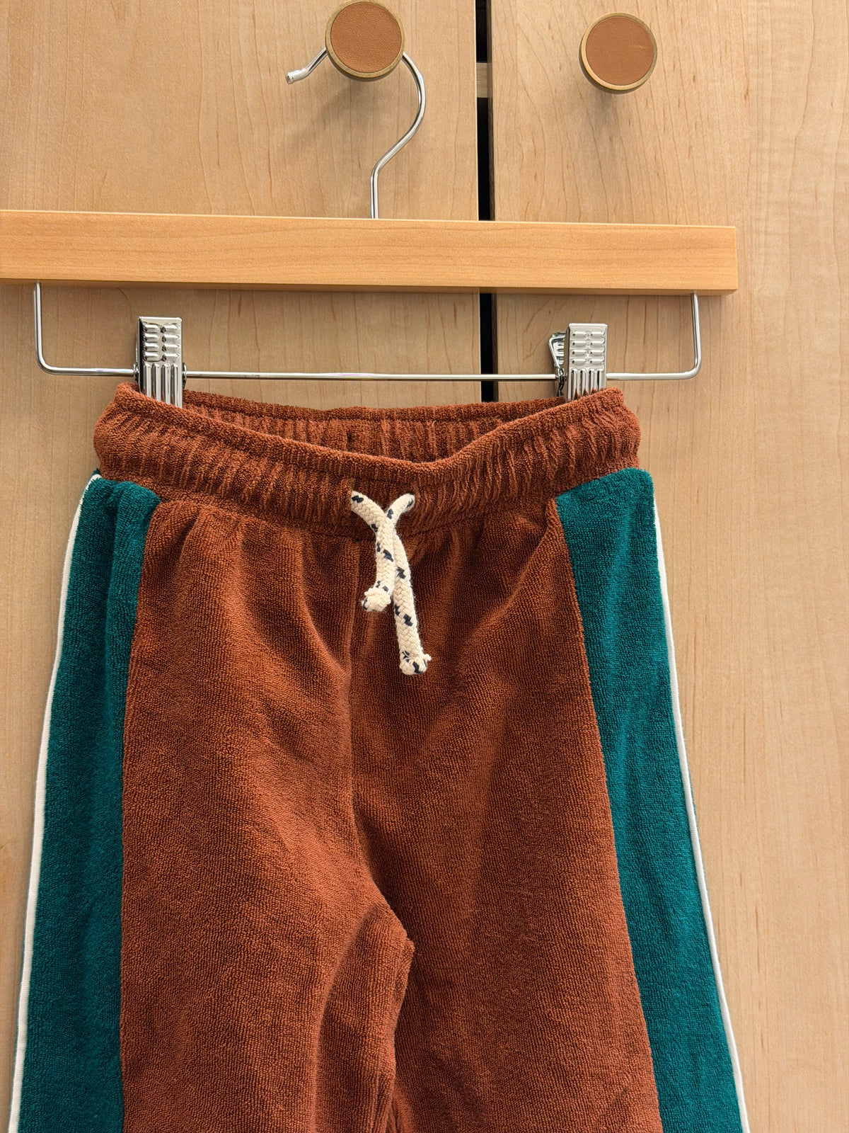 Zara Retro-Style Brown and Green Terry Straight Leg Joggers — 3T