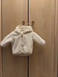 H&M Fluffy White Zip Hoodie with Bear Ears — Newborn