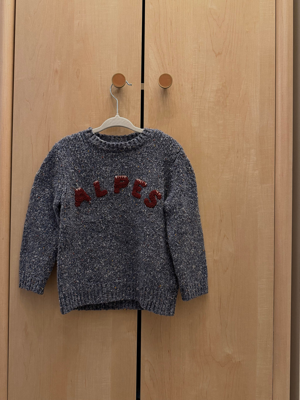 Zara ‘Alpes’ Flecked Grey Crewneck Sweater — 3T