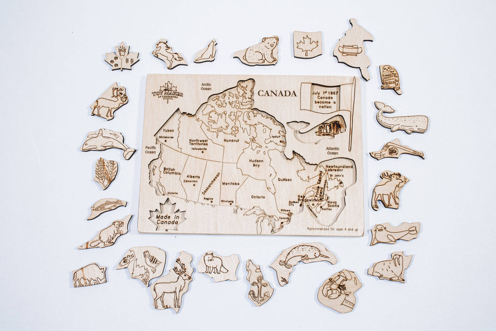 (New) Toy Maker of Lunenburg Kids Canada Map Puzzle with Native Animals