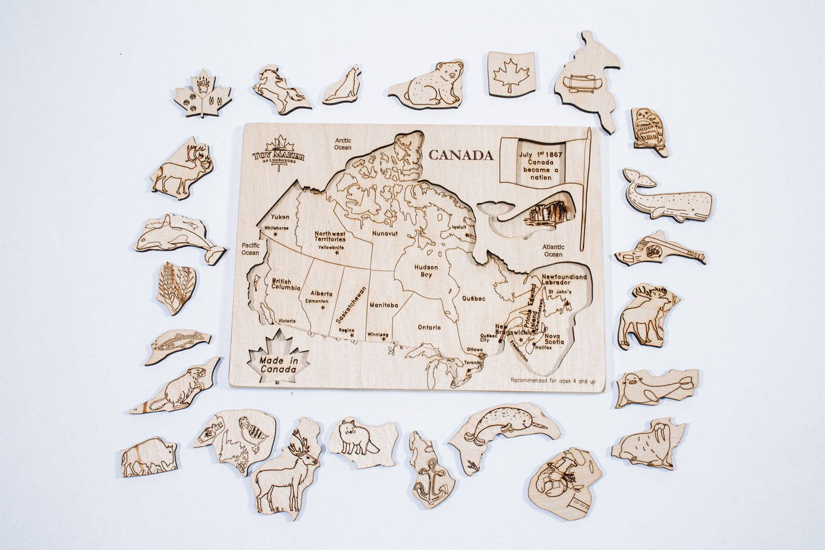 (New) Toy Maker of Lunenburg Kids Canada Map Puzzle with Native Animals