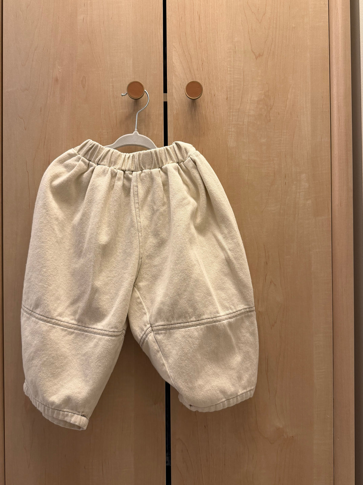 White Oversized Twill Barrel Jeans — 3T