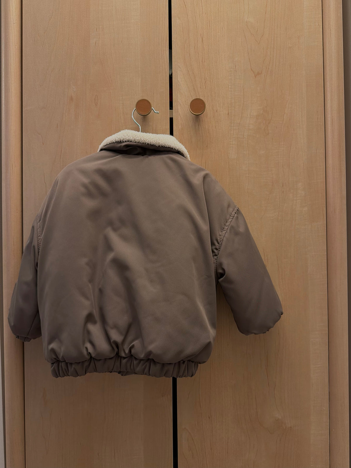 Padded Bomber Jacket with Shearling Collar — 3T