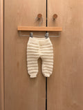 Handmade White Knit Stripe Texture Jogger Pants / 0-3m