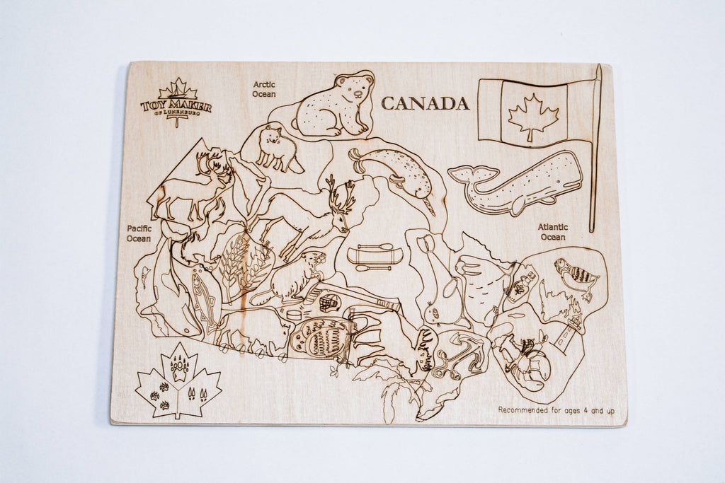 (New) Toy Maker of Lunenburg Kids Canada Map Puzzle with Native Animals