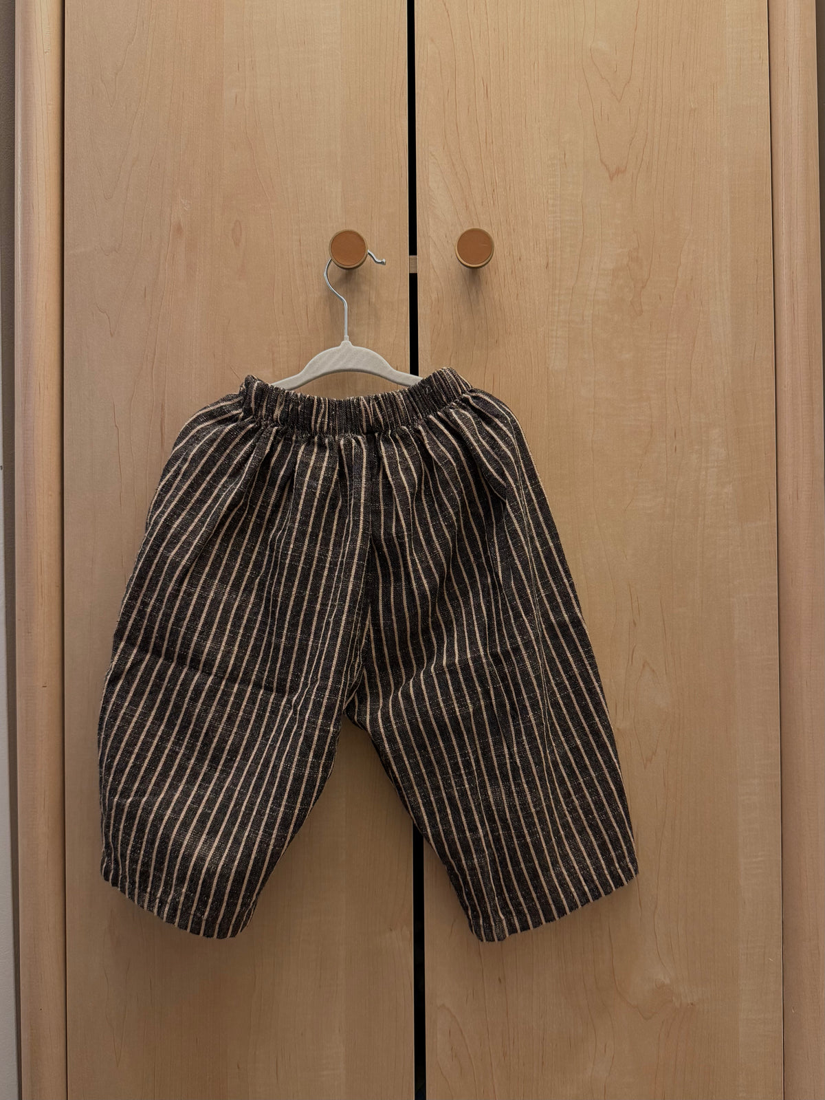 Brown Striped Relaxed Pants — 2T