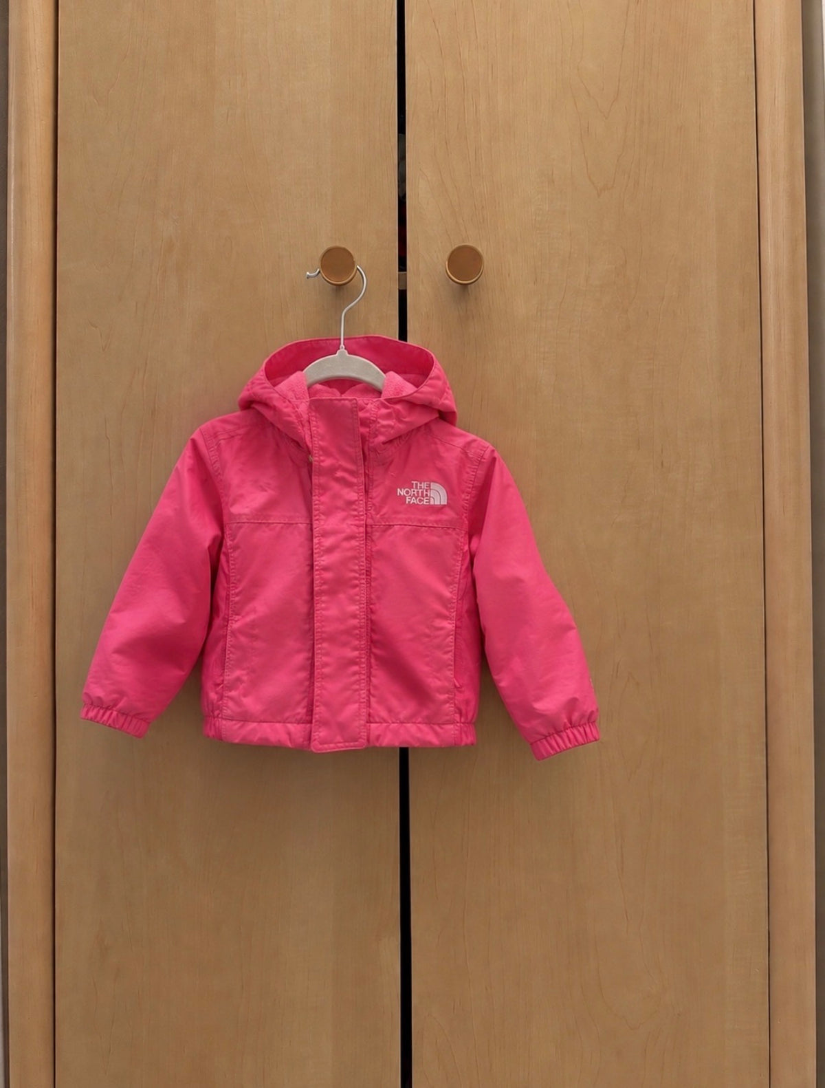 The North Face Pink Waterproof Hooded Rain Coat and Fleece Jacket Set — 3-6m