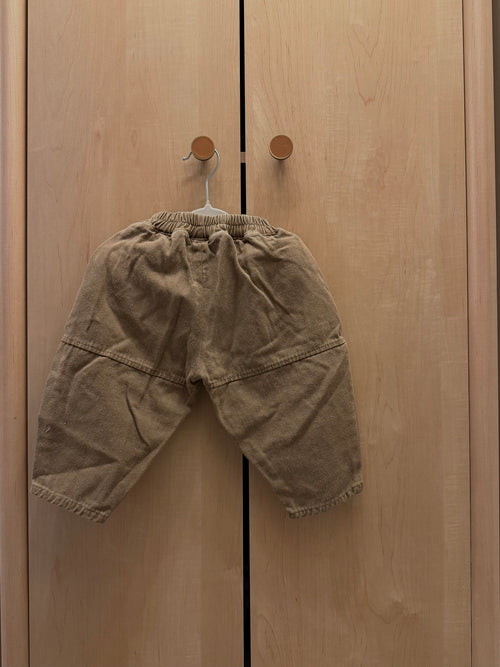 Brown Oversized Pull On Barrel Pants — 9-12m