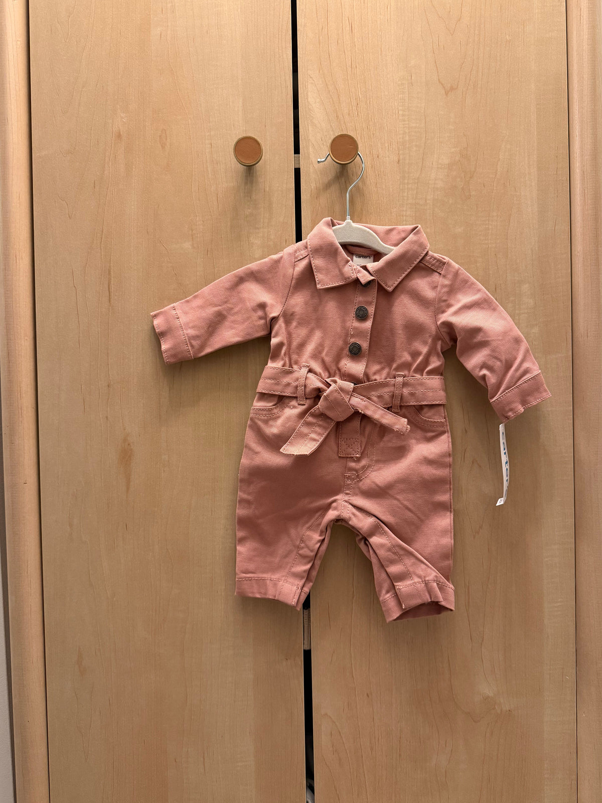 NWT Carter’s Pink Knit Cardigan and Overalls Set — Newborn