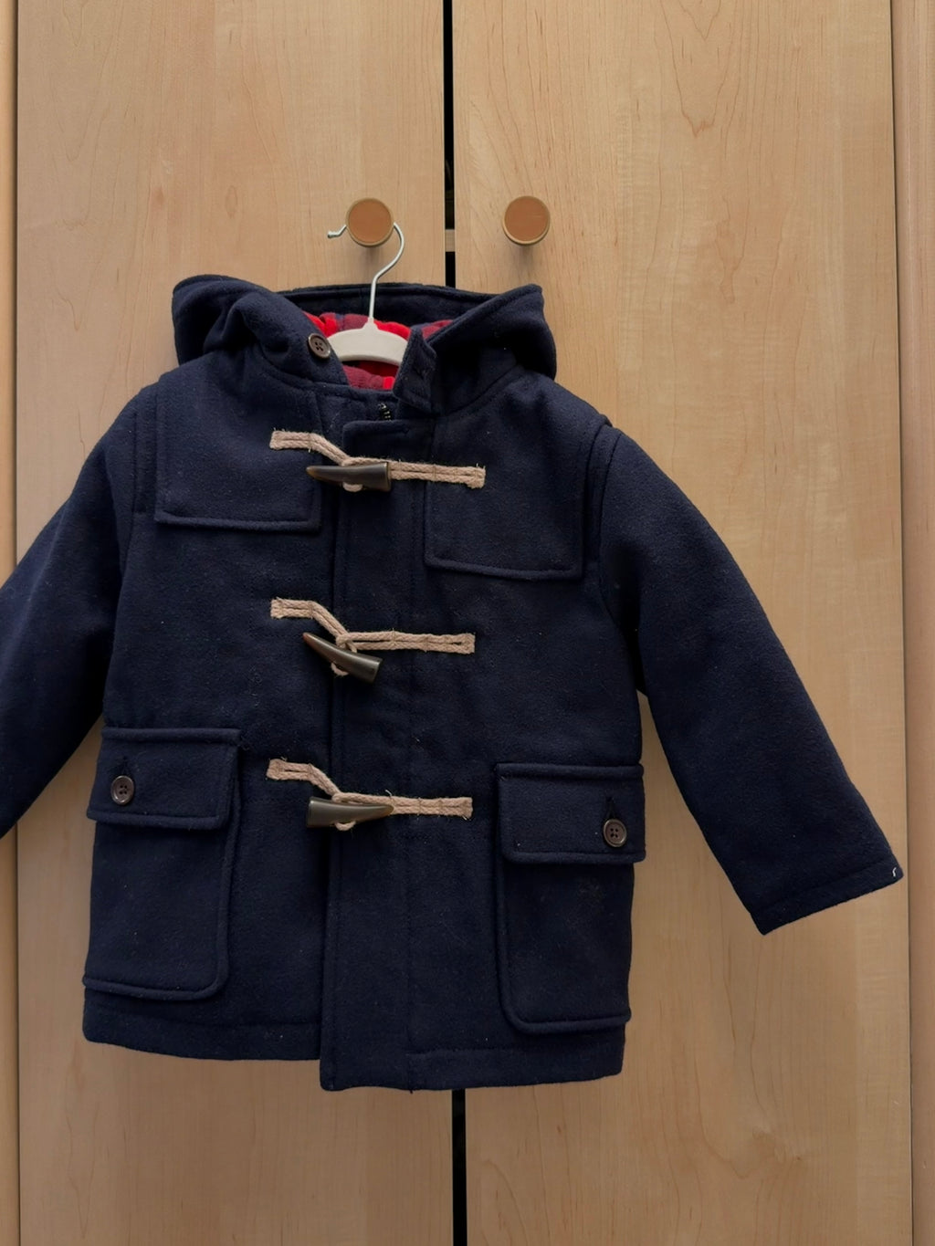 Baby Gap Navy Wool Blend Toggle Hooded Coat — 2T
