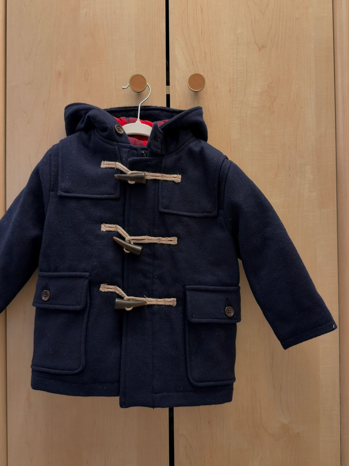 Baby Gap Navy Wool Blend Toggle Hooded Coat — 2T