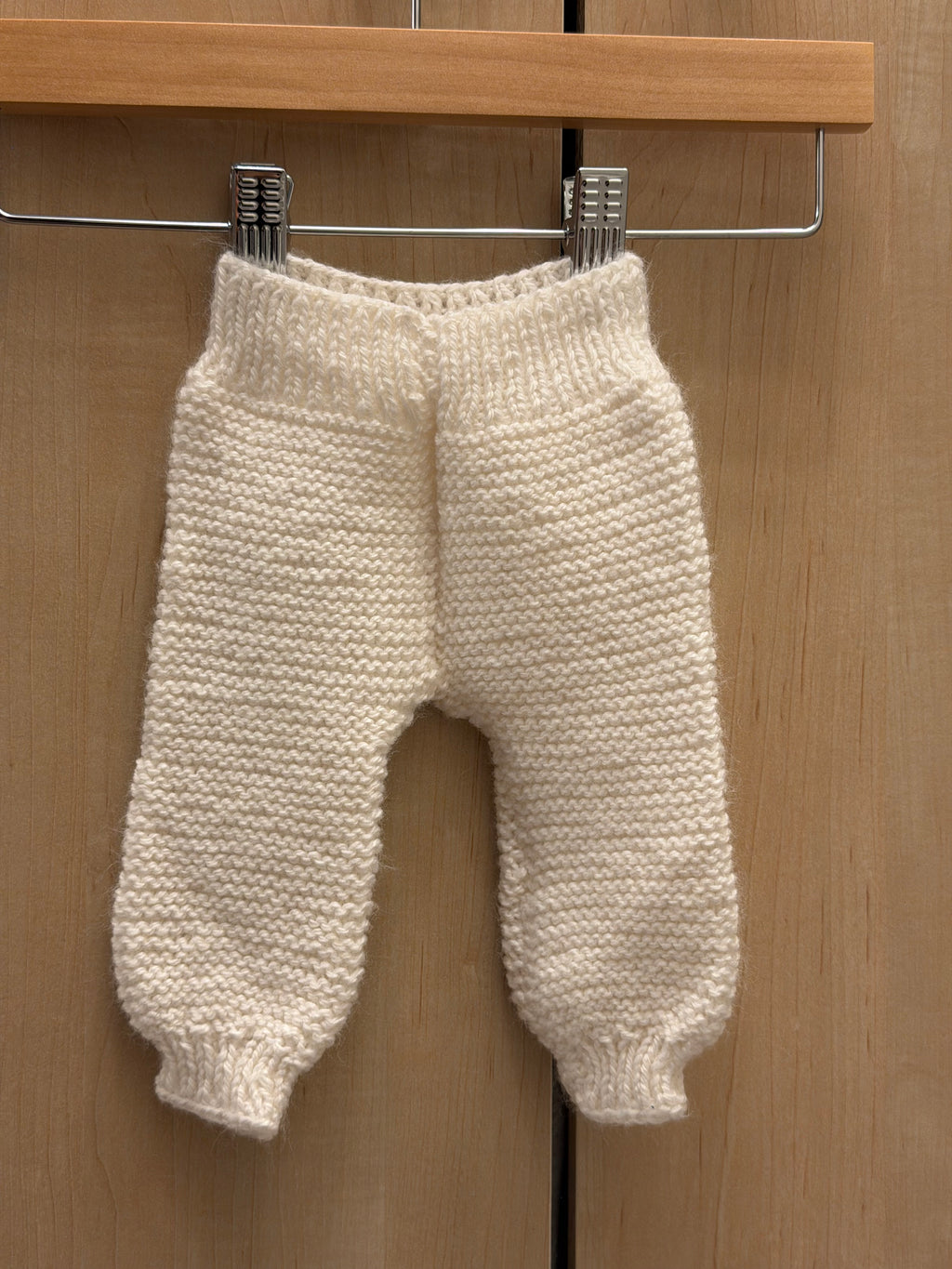 Handmade White Knit Jogger Pants / 0-3m