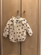 Tahari Brown & White Polka Dot Hooded Jacket — 12m