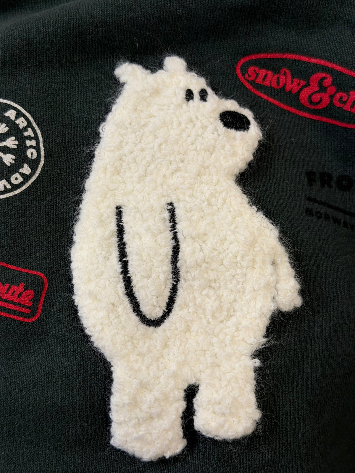 Zara Green Crewneck Sweater with Fuzzy Polar Bear Detail — 2T (fits like 3T)