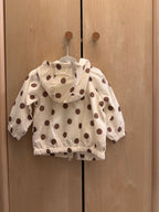 Tahari Brown & White Polka Dot Hooded Jacket — 12m