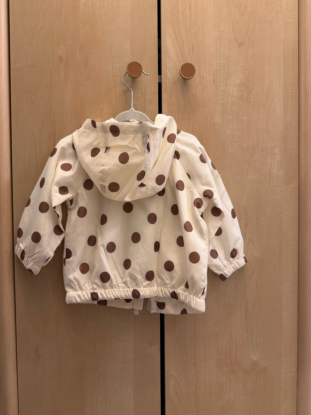 Tahari Brown & White Polka Dot Hooded Jacket — 12m