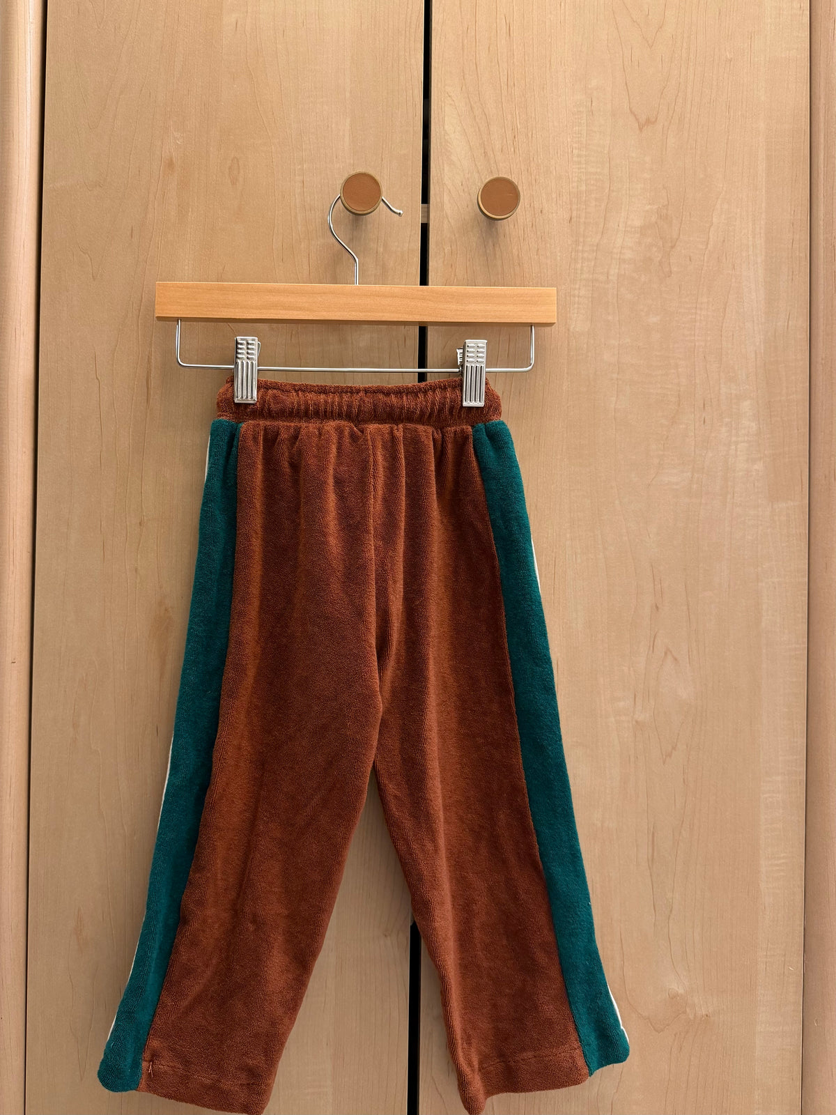 Zara Retro-Style Brown and Green Terry Straight Leg Joggers — 3T