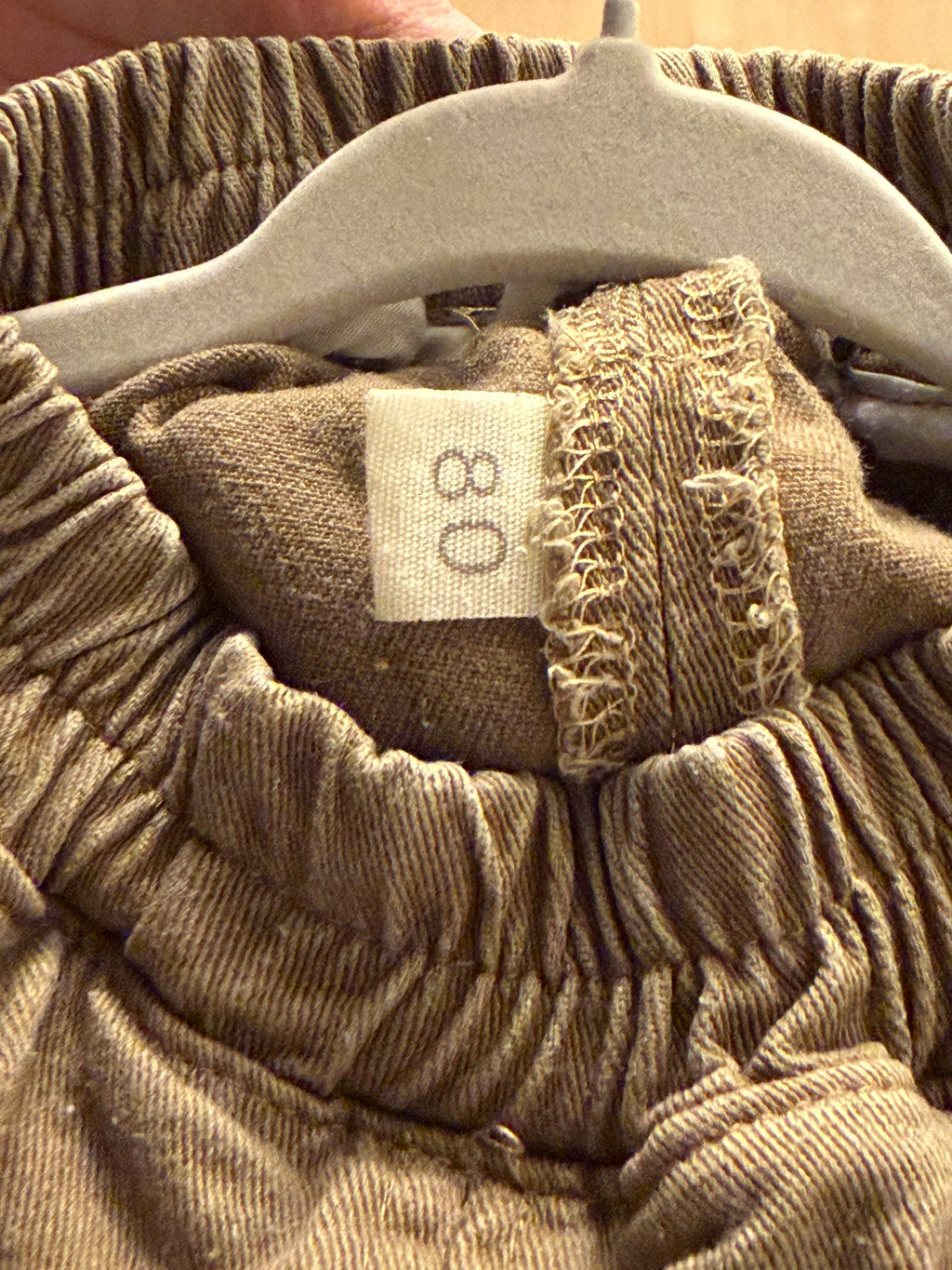 Brown Oversized Pull On Barrel Pants — 9-12m
