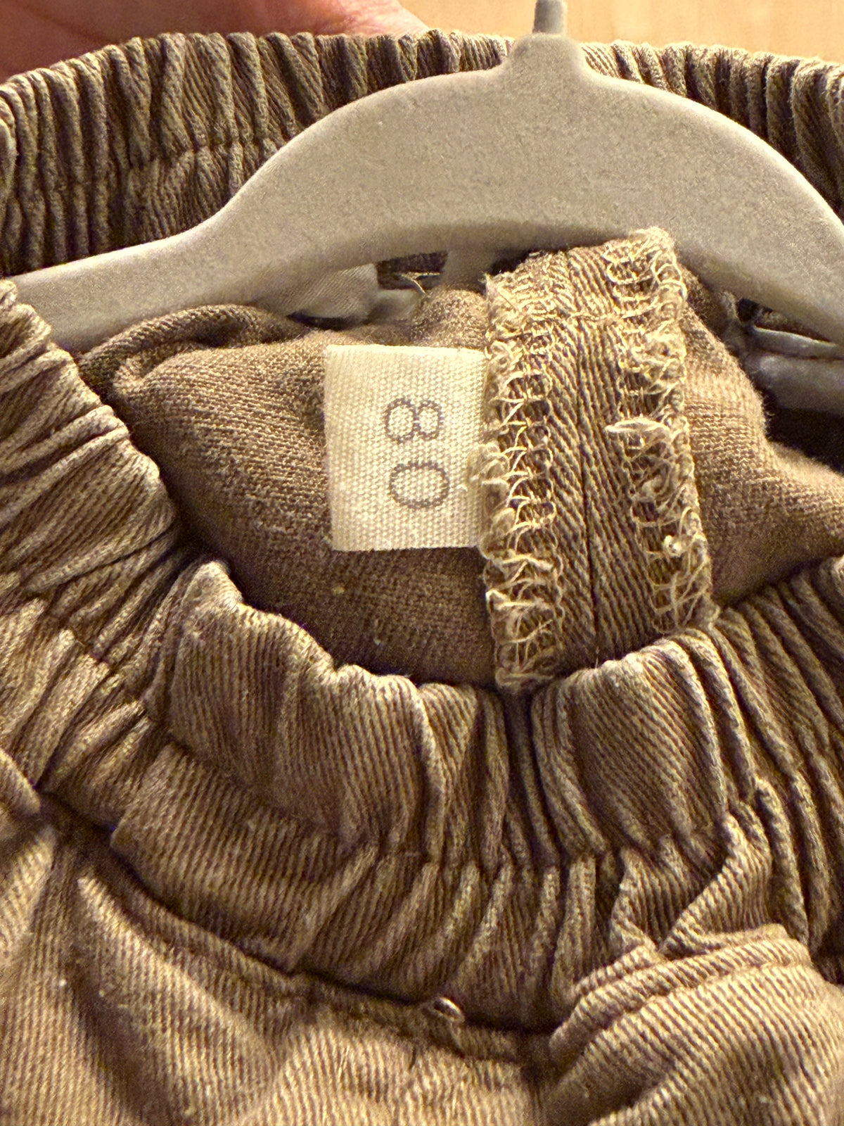 Brown Oversized Pull On Barrel Pants — 9-12m