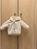H&M Fluffy White Zip Hoodie with Bear Ears — Newborn