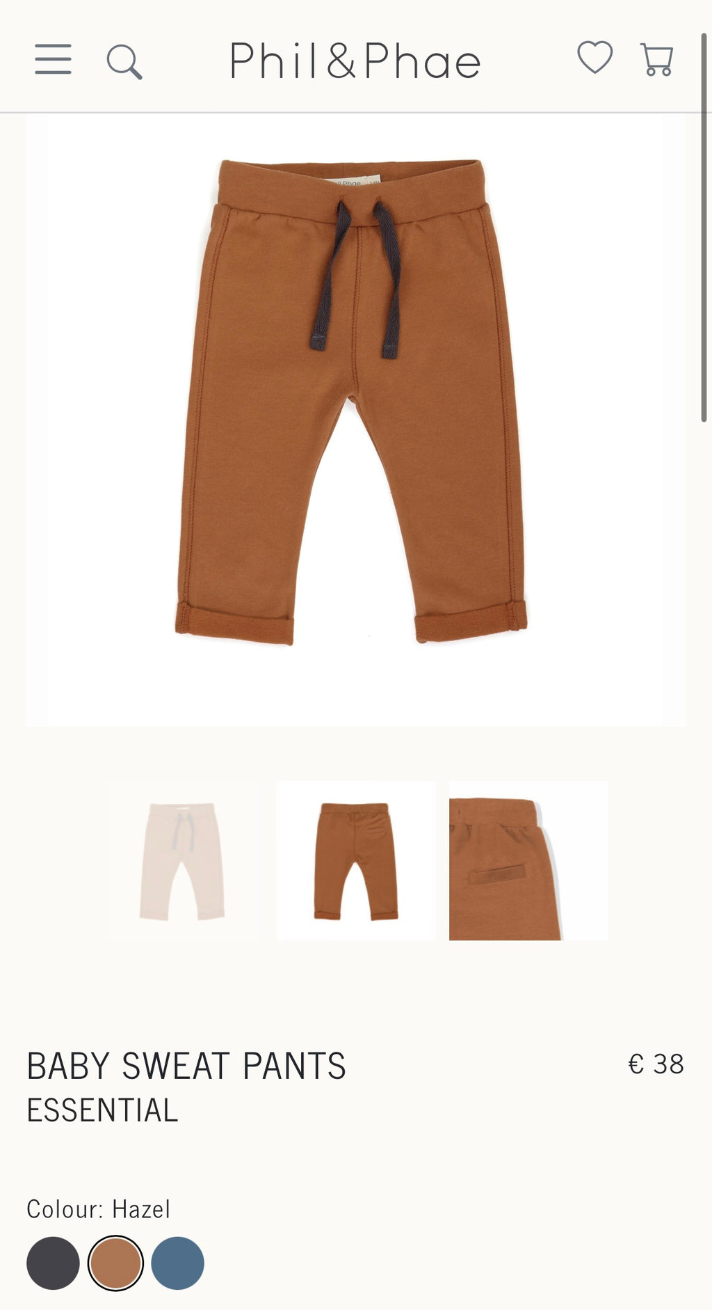 NWT Phil & Phae Organic Cotton Rust Harem Rust Jogger Pants / 0-3m